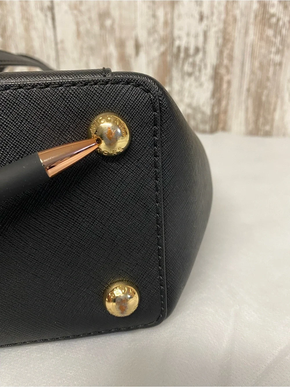 Michael Kors Black Saffiano Leather Tote with Gold Hardware